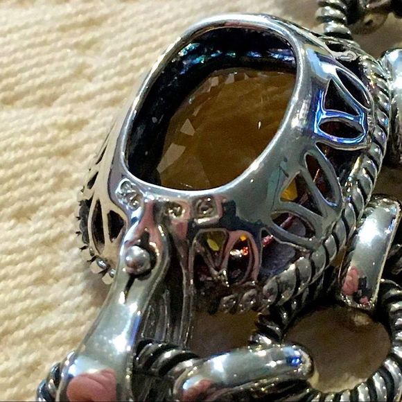 Faceted Golden Orange Citrine Sterling Silver Open Cable Link Necklace - Picture 8 of 13